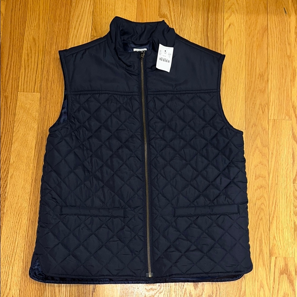 NWT J.Crew Quilted Navy Vest size 14